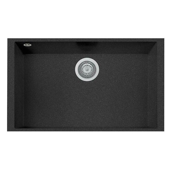 Latoscana 17 In. One Undermount Granite Composite Single Bowl Kitchen Sink, Black Metallic ON7610ST-44UG